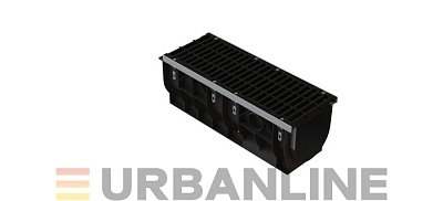 Лоток PolyMax ЛВ-30.39.38-ПП пластиковый с решеткой щелевой чугунной ВЧ кл.D400 (к-т)